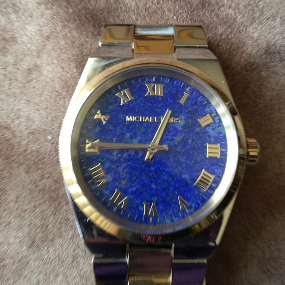 MICHAEL KORS BLUE ‘CHANNING’ PRE-LOVED AUTHENTIC GENUINE LAPIS FACE DESIGN WATCH - Picture 5 of 16